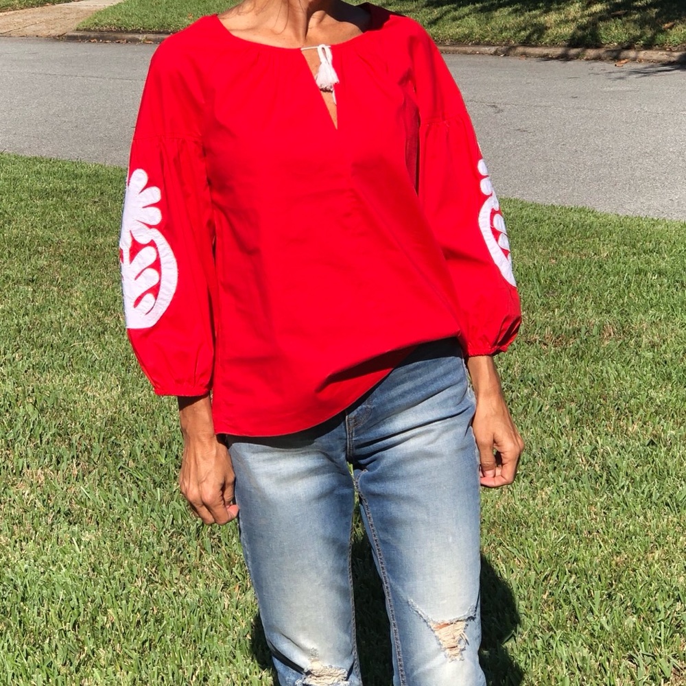 J. Crew Red Tunic Top, XS